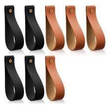 8 STÜCKE Wandhaken Aus PU-Leder, Wandbehang, Riemen, Leder, Vorhangstangenhalter, Gekrispelte Lederriemen, AufhäNger, Handtuchhaken