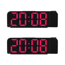 2X 180 Rotation Projection Alarm Clock 12/24H LED Digital Clock USB Charge Ceiling Projector Alarm Clock (Red)