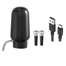 Electric Wine Pourer, Rechargeable Wine Aerator with 2 Wine Stoppers, Portable 1-Button Automatic Wine Aerator