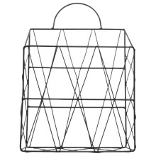Magazine Holder Hanging Wall Mounted Newspaper Periodical Book Document File Organizer Basket Metal Shelf Storage Container Display Stand-Black