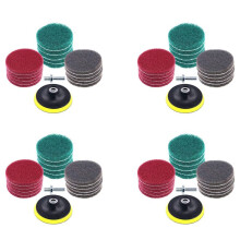 64Pcs 4 Inch Drill Power Brush Tile Scrubber Scouring Pad Cleaning Kit with 4 Inch Disc Pad Holder 3 Different Stiffness