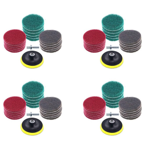 64 Peças de 4 Polegadas, Escova Elétrica, EsfregãO de Azulejos, Kit de Limpeza com Suporte de Disco de 4 Polegadas, 3 Rigidez Diferente