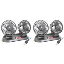 2X USB Car Fan Double Fan Portable Auto Cooling Fan Cooling Wind Electric Fan Car Folding Fan for Car Household