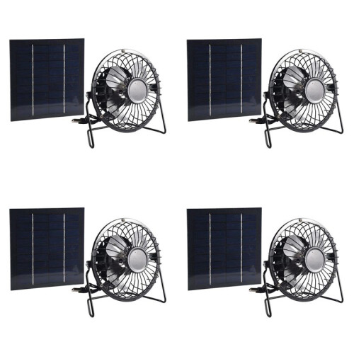 4X -Ventilador EléTrico com Painel Solar PortáTil 5W 4 Polegadas com Efeito de Estufa Exaustor Solar para EscritóRio Ao Ar Livre