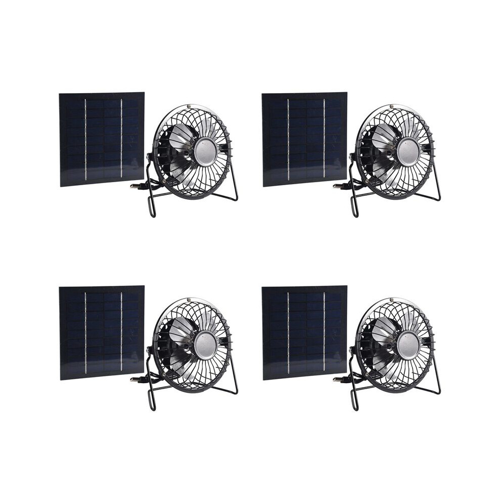 4X Solar Panel Powered Ventilator Fan Portable 5W 4 Inch Greenhouse Solar Exhaust Fan For Office Outdoor 4712273260741