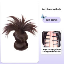 (Dark Brown) Feathered Bun Clip - Women\'s Hairpiece for Daily Wear