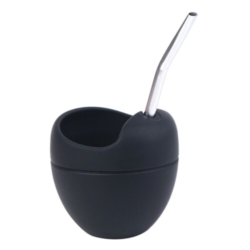 Black 5oz 180M Silicone Yerba Mate Cup Set Tea Cup with Stra for Gift 1