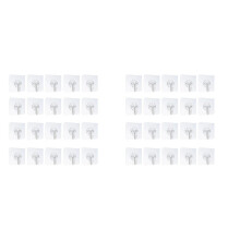 40Pcs Waterproof Self-Adhesive Hook Heavy-Duty Wall Hook Suitable for Home Kitchen Bathroom Punch-Free Strong Hook