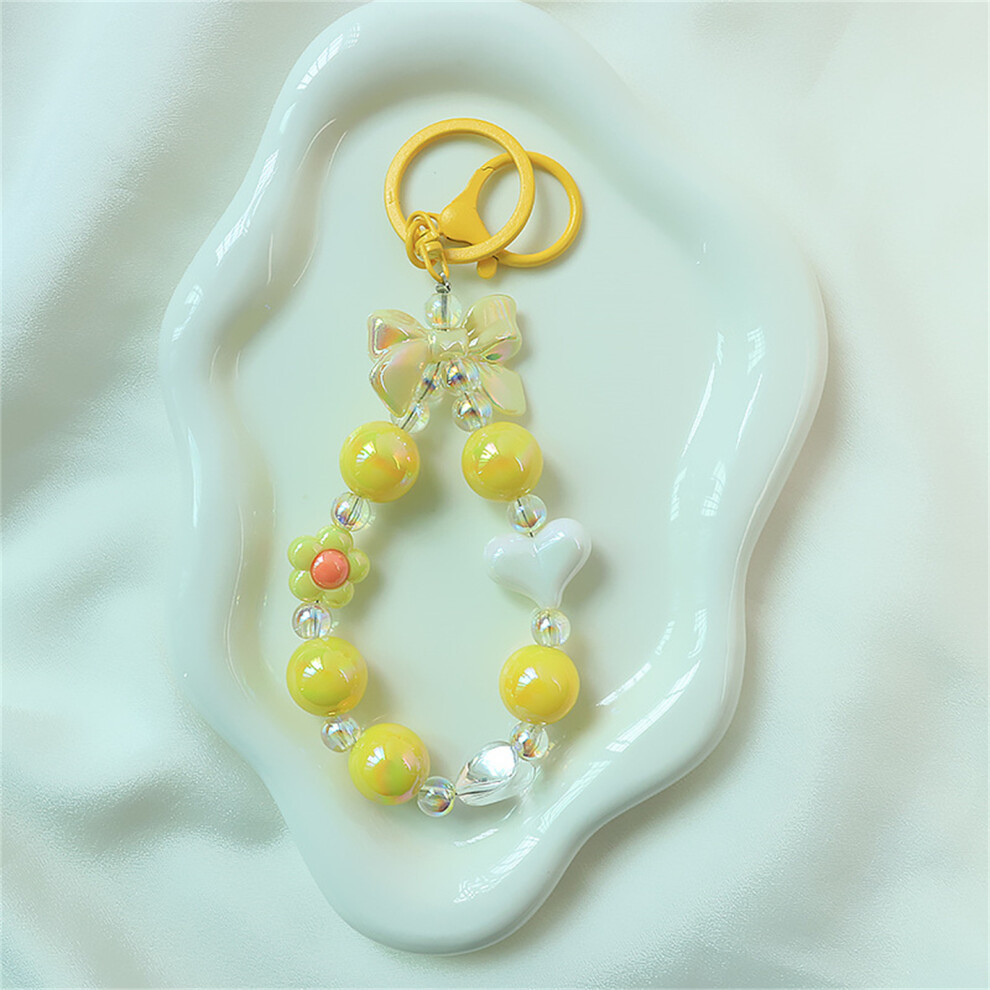 (Yellow) Beaded Phone Lanyard With Bowknot - Durable Gift Yellow 6265976249721