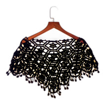 (Windmill Black, 18-23cm) Elegant Lace Knit Vest Shawl for Women