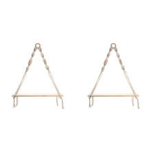 2X Macrame Wandophangplank - Boho Houten Wandplanken met Houten Kralen, Boerderij Drijvende Plank Rustieke Hangende Plantenplank