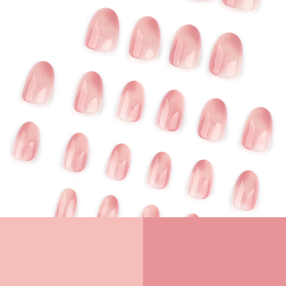 Hue-Grain 24Pcs Blush Gradient Fake Nails For Party Wedding