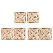 6 Packungen Holzgeschnitzte Onlay Aufkleber, Quadratische Schnitzerei, Unlackiert, BlumentüR, Schrank, MöBeldekoration, 10 X 10 cm