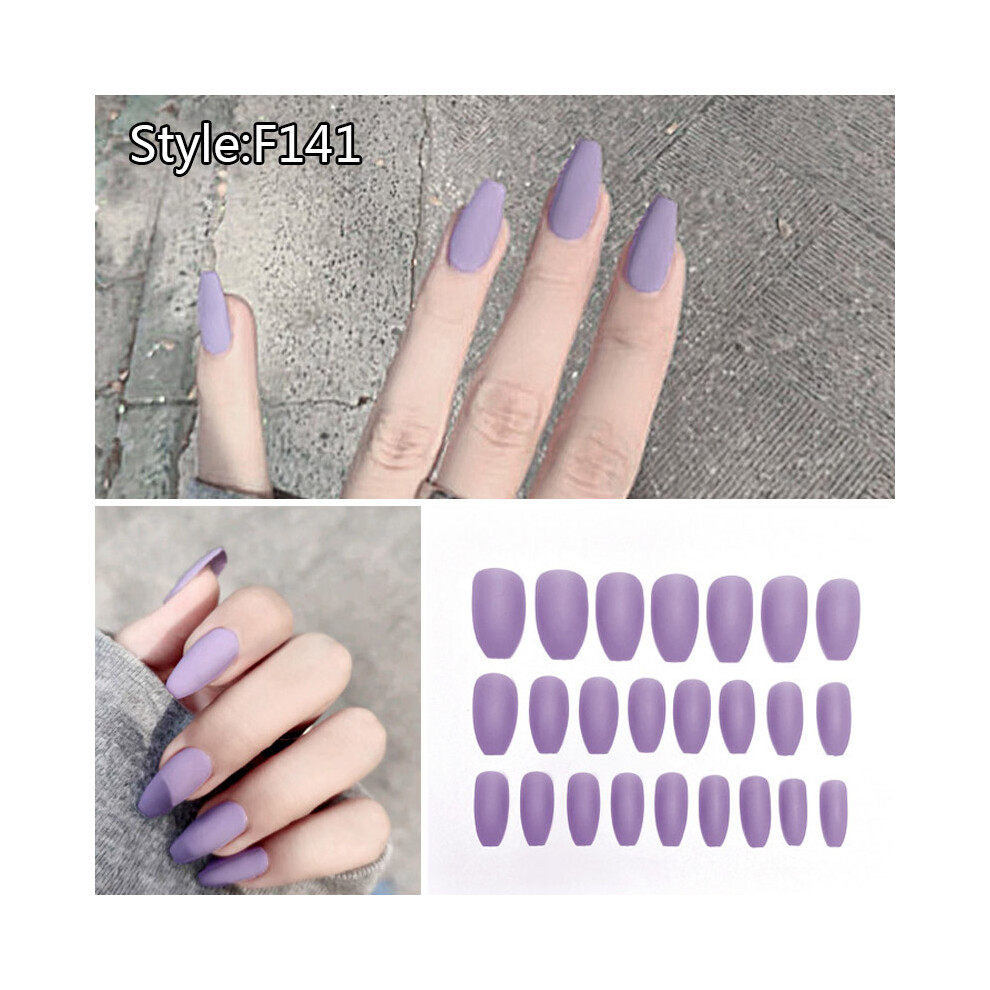 Dachuang Beauty (F141) 24Pcs Long Wearable Fake Nails, Multi-Colored Ballet Style