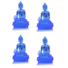 4X Tibetan Medicine Buddha Statue,Translucent Resin Buddha Sculpture Meditation Decor Spiritual Decor Collectible -
