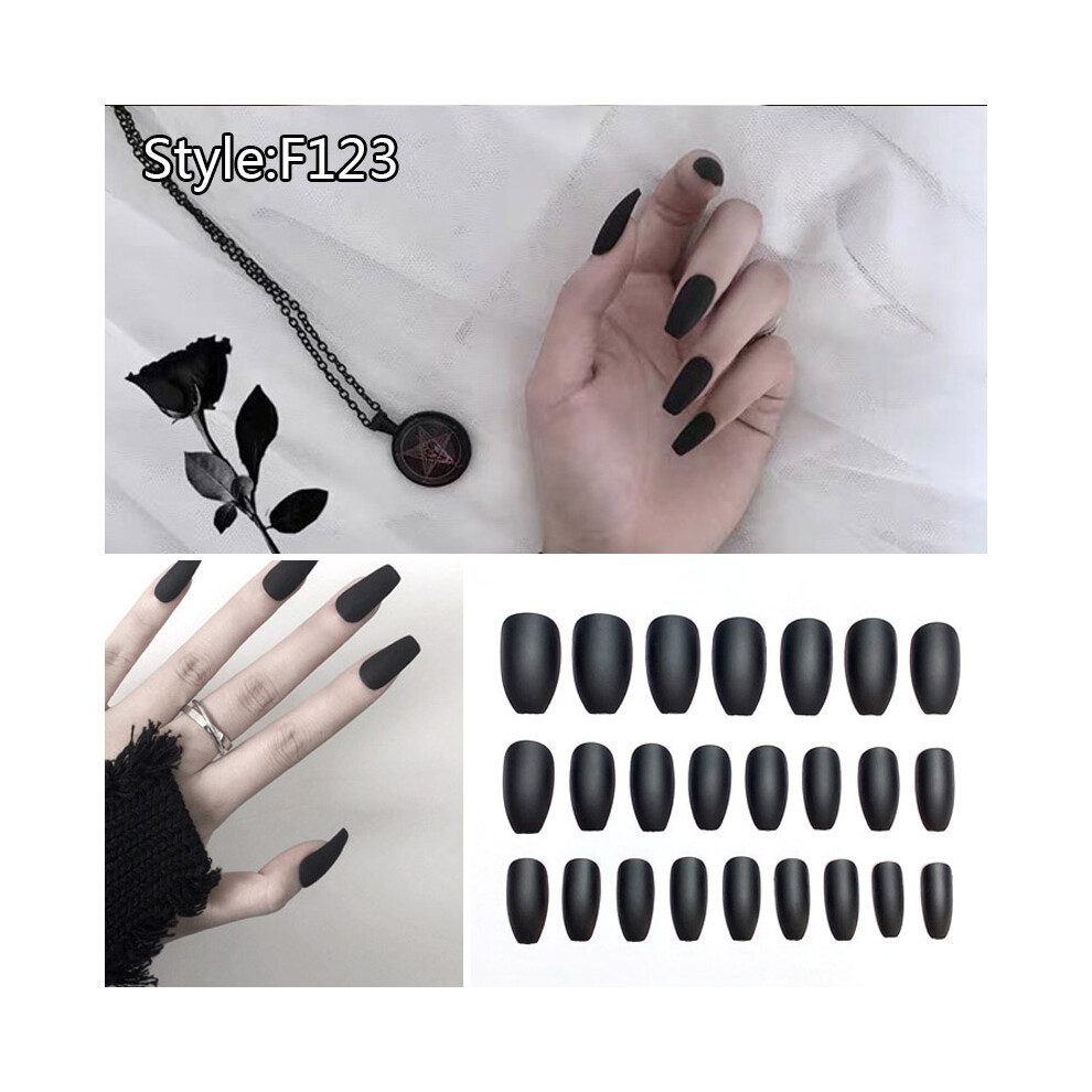Dachuang Beauty (F123) 24Pcs Long Wearable Fake Nails, Multi-Colored Ballet Style