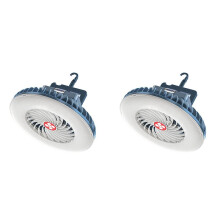 2X Ventilador de Acampamento PortáTil com LED USB RecarregáVel Ventilador Operado Por Bateria para Barraca de Carro de EmergêNcia