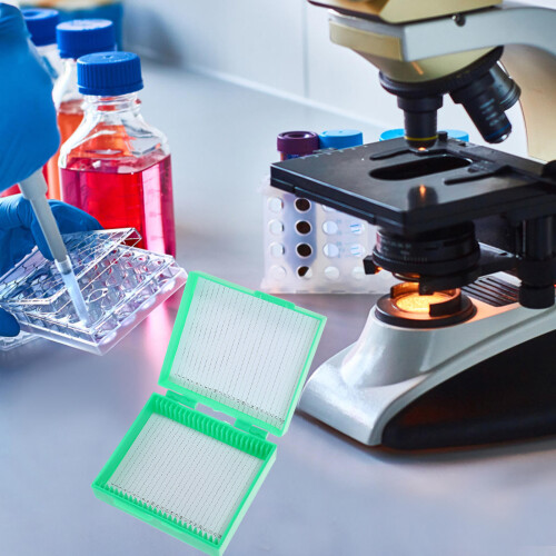 caja con ranuras para portaobjetos de microscopio 2 uds 2