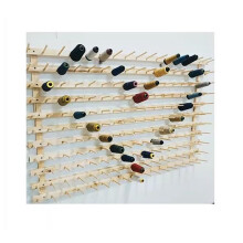 Wooden Thread Rack Wall Mounted Spool Holder for Sewing and Embroidery, Durable Pine Storage Organizer 50x55cm