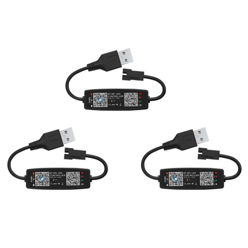 3X WS2812B LED Controller  APP Control Music Controller for SK6812 WS2811 WS2812 LED Pixel Light Strip USB 5V 1