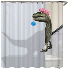 Lovely Bathing Dinosaur Print Shower Curtain Waterproof Bathroom Curtain Shower Accessories Bath Curtain180x180Cm