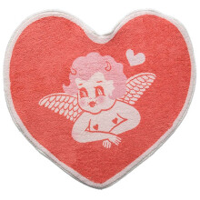 Heart-Shaped Floor Mat Absorbent Plush Girl Living Room Door Mat Bathroom Machine Washable Imitation Cashmere(Angel)