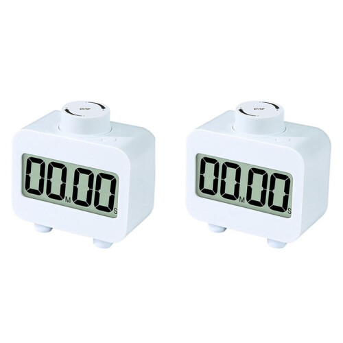 2X Digital Timer Visual Rotary Kitchen Timer Fast Settable Count  and Count Down Timer Ringing or Flashing Lights