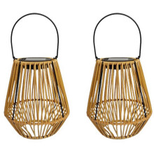 2X Luzes Solares de Vime para Jardim, Acampamento Ao Ar Livre, Casa, Pátio, Pavilhão, Restaurante, Luzes Led de Jardim