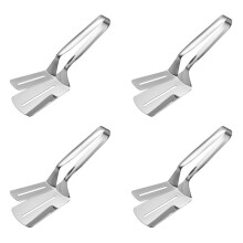 4X Stainless Steel Double-Sided Shovel Clip, Stainless Steel Spatula Kitchen Tongs,Grill Clamp Flipping Spatula Clip