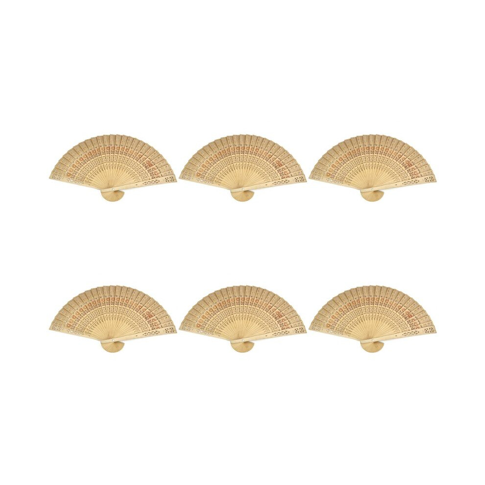 6X Ladies Wooden Sandalwood Hand Fan Wedding/ Birthdays Partys