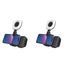 2X Téléphone Portable Sefile Stick Poignée Stabilisateur Vlog Selfie Fill Light Photographie Accessoires Noir avec Lumière