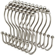 12 StüCk Duschvorhanghaken, Duschvorhangringe Rostfrei Balanced Glide Double Duschvorhanghaken Silber