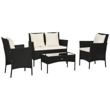 Conjunto de jardín de ratán color Negro 103 x 55 x 80 cm