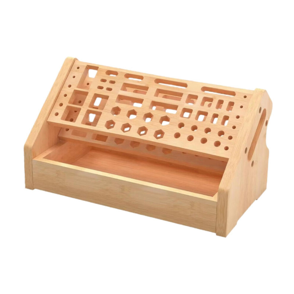 Wood Tool Organizer Screwdriver Holder Rack With Multisize Slots Space Saving Wooden Workbench Storage 9092120946055