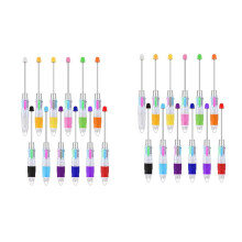 24 Pcs Multicolor Beadable Pens 4In1 Colored Beads Pen Retractable Ballpoint Pens for DIY Making Kit Students Children