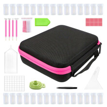 Diamond Painting Storage Case with 30 Slots, Rhinestone Organizer Box with Tools, Shockproof Design