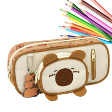 Capybara Pencil Case 3D Cute Large Capacity Pen Holder with Compartments for Stationery and Makeup