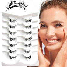 (Skull and bat tracks) Halloween Anime Fake Lashes for Parties & Travel