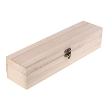 Unfinished Wooden Box with Lid, Locking Clasp,  Craft Storage for Art Supplies
