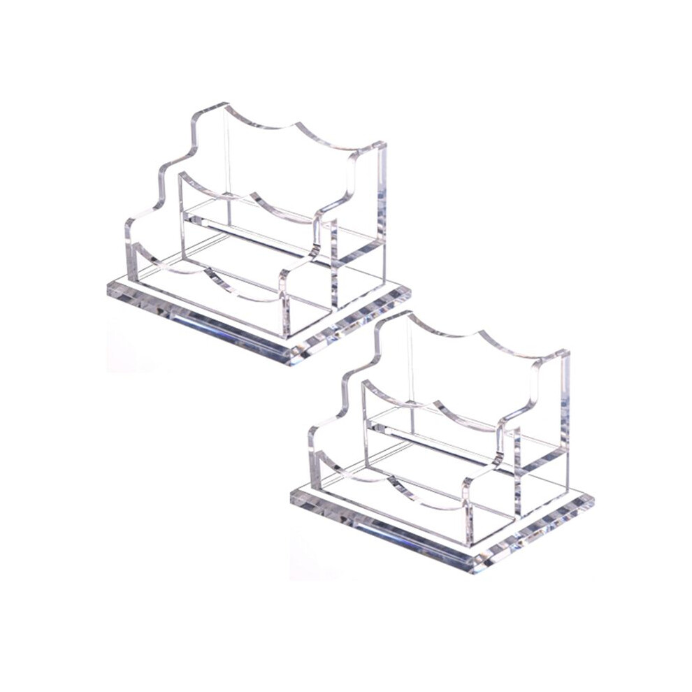 2Packs Acrylic Business Card Holder For Desk,Horizontal Clear Business Name Card Display Stand, Desk Accessory (2-Slot) 4713131914264
