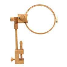 Embroidery Hoop Stand 360 Rotatable Beech Wood, Adjustable Cross Stitch Holder for Needlework and DIY Crafts (20cm)
