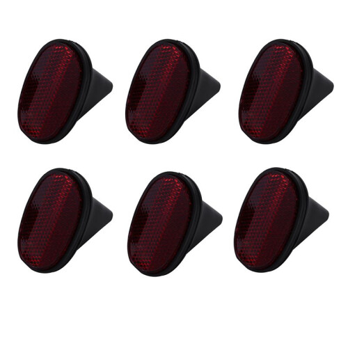 6 Pcs Bicycle Rear Tail  Reflector Mudguard Oval Warnning Red Black