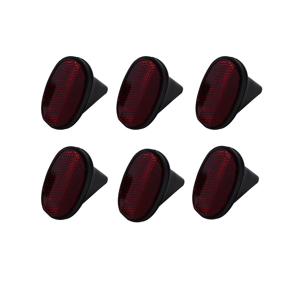 6 Pcs Bicycle Rear Tail Reflector Mudguard Oval Warnning Red/Black 6033922841127