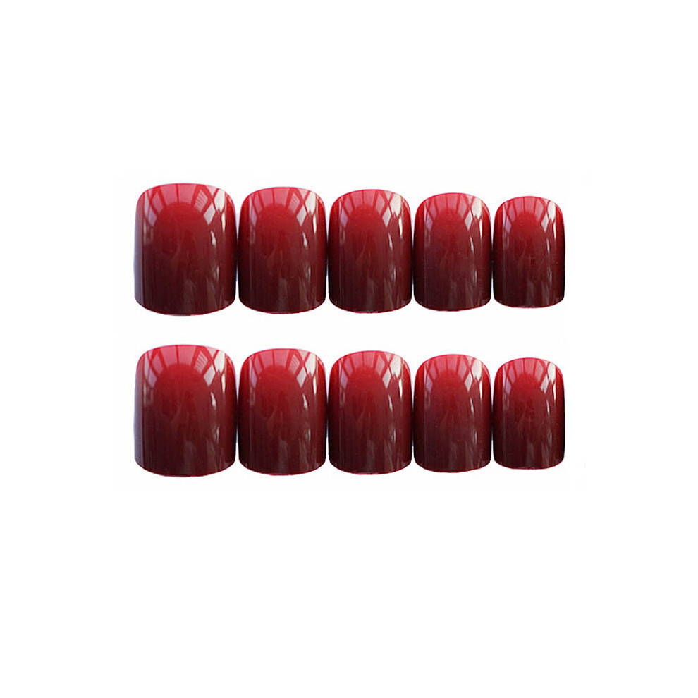 Dcph-Clothing Wine Red Square Fake Nails For Women
