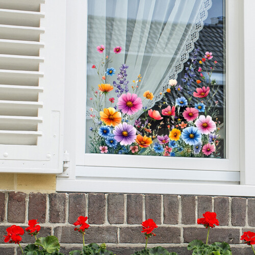 (BB2887) Floral Butterfly PVC Window Stickers