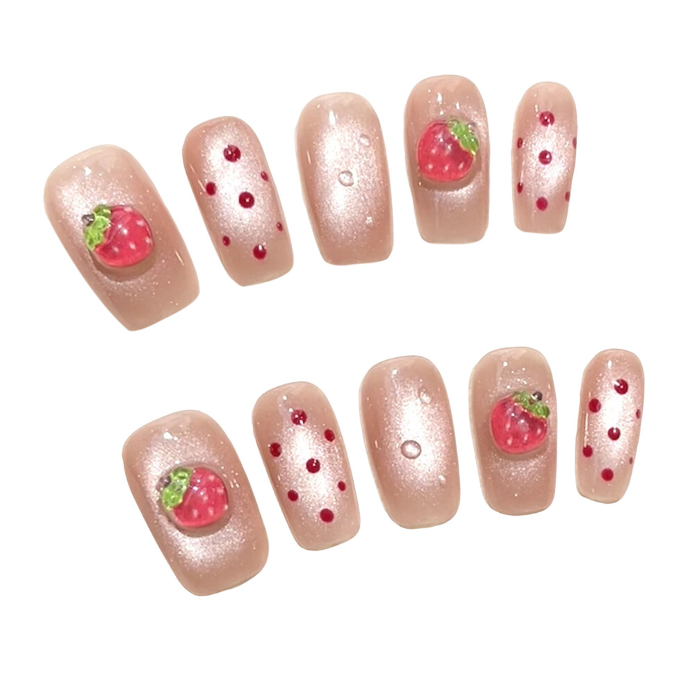 Dachuang Beauty (L) 10Pcs Pink Flash Cat Eye Press-On Nails