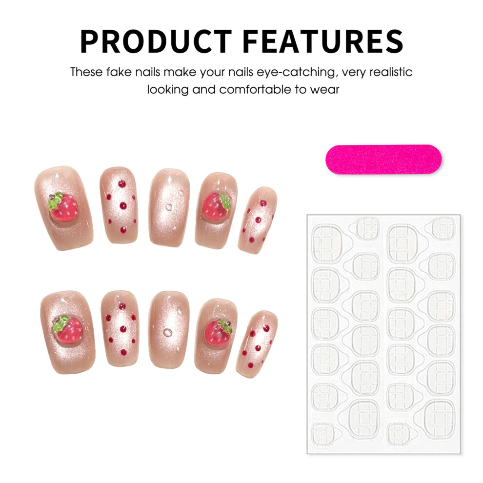 Dachuang Beauty (Xs) 10Pcs Pink Flash Cat Eye Press-On Nails