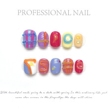 (217) Strawberry Sweet Pink Fake Nails, 10pcs