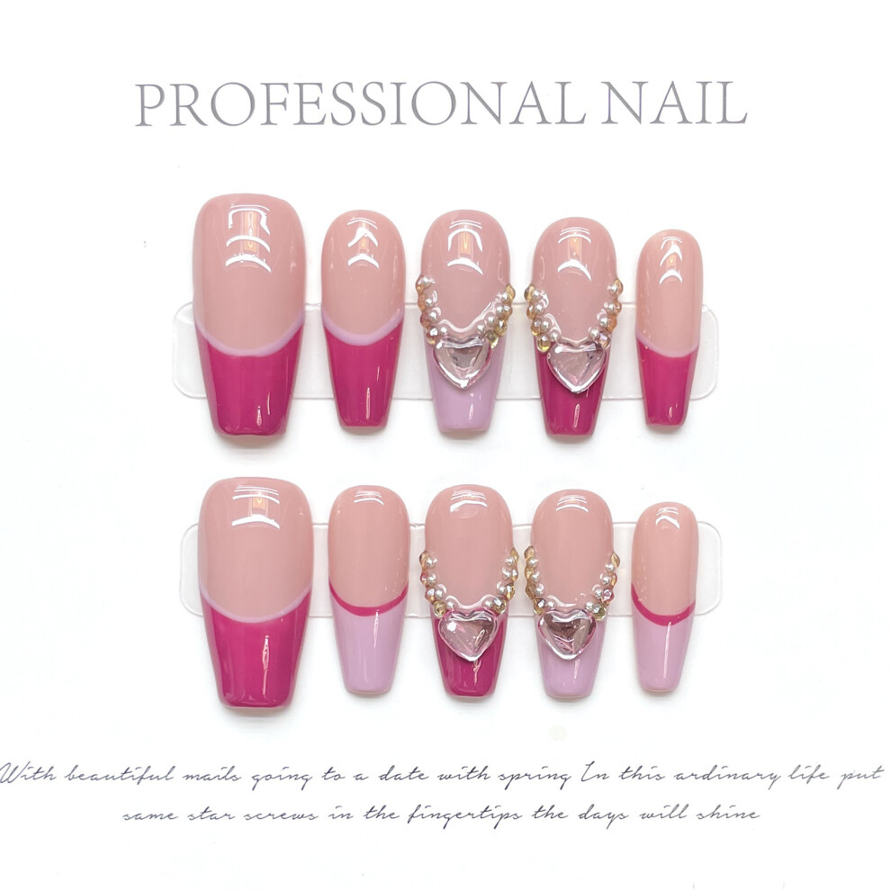 Dachuang Beauty (216) Strawberry Sweet Pink Fake Nails, 10Pcs