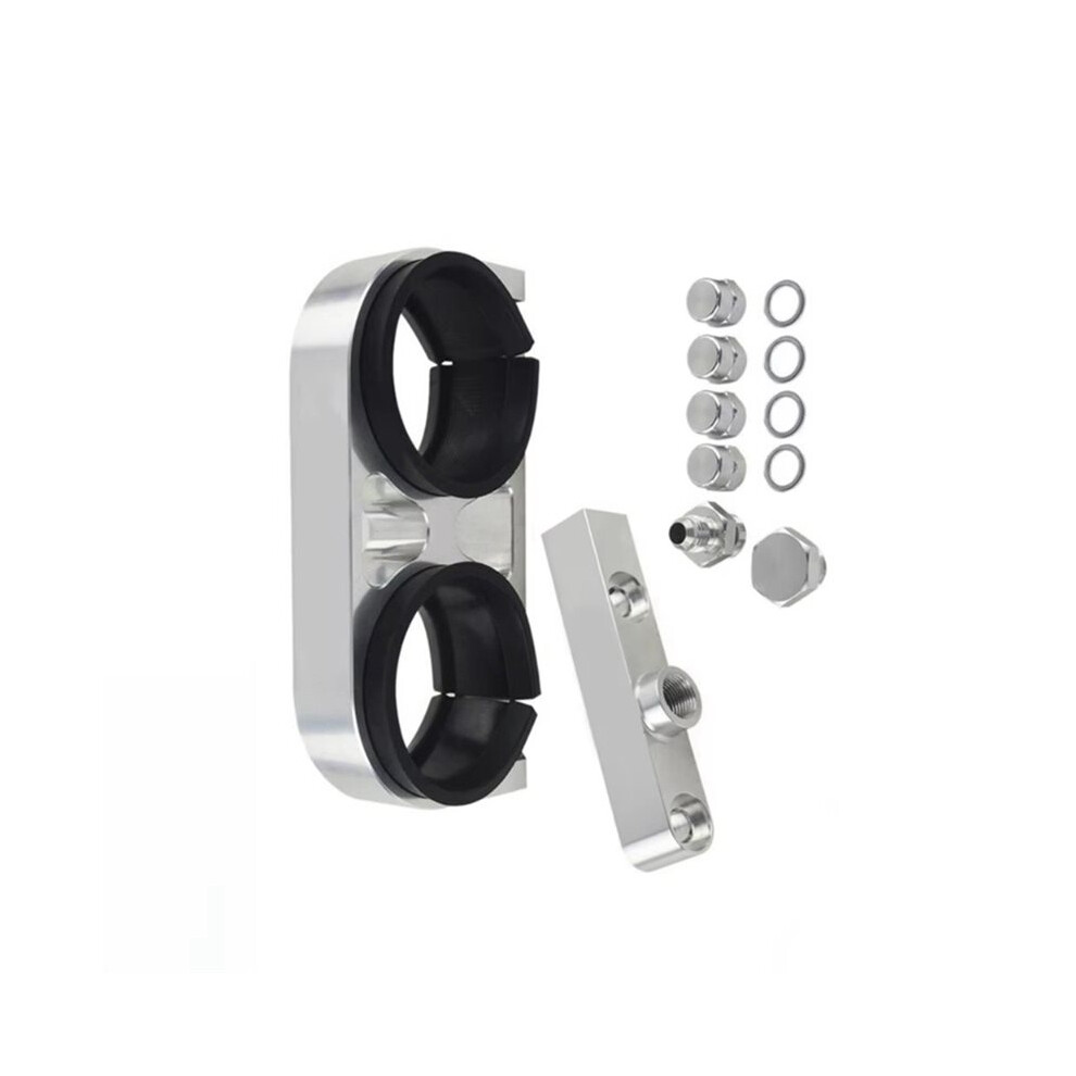 Twin Fuel Pump Bracket Billet Aluminium Assembly Outlet Manifold In Silvery For 044 Fuel Pump 4711320639073